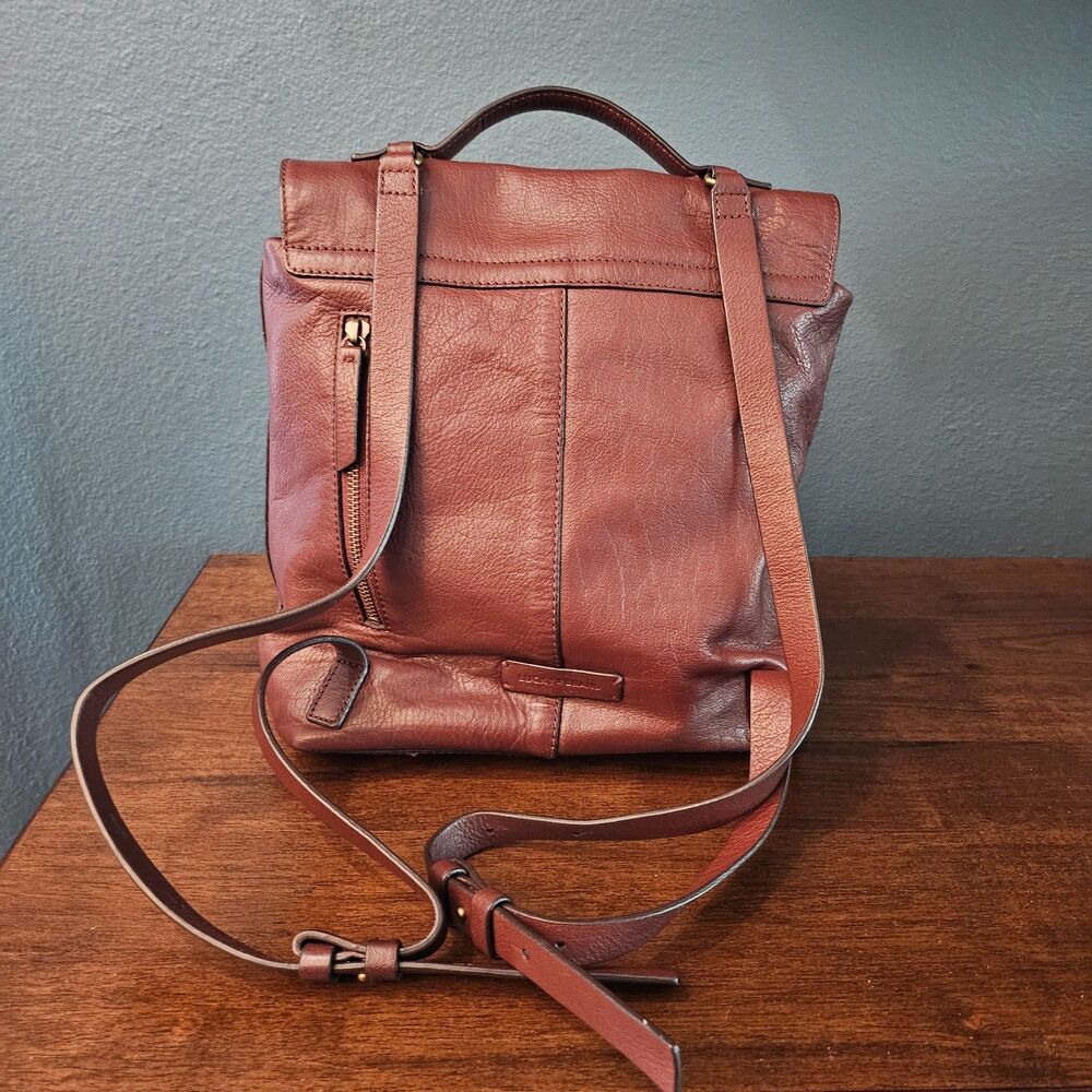 Lucky Brand Leather Backpack COGNAC Gold Studded adjustable straps 12x10 LK-Vamp - Picture 3 of 8